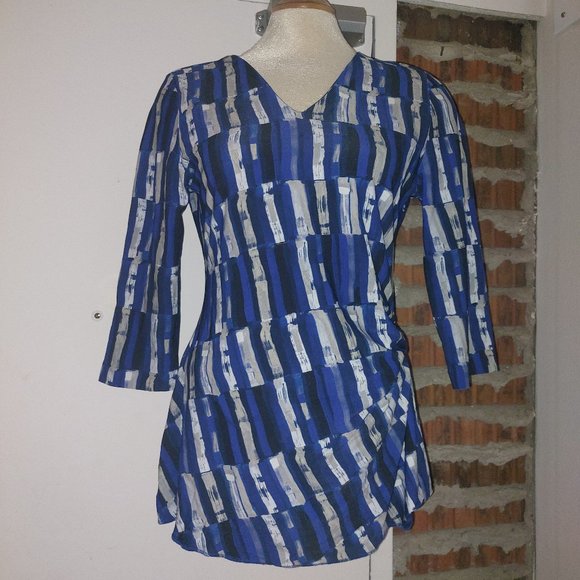Boss Hugo Boss Top Ruched 3/4 Sleeves Multi Size M Med L Large - Picture 1 of 9